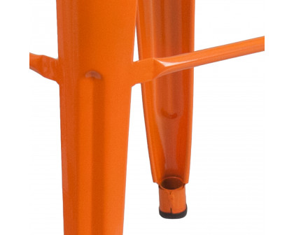 BLNK Kai Commercial Metal Backless Indoor-Outdoor Bar Stool with Square Seat - Orange