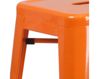 BLNK Kai Commercial Metal Backless Indoor-Outdoor Bar Stool with Square Seat - Orange