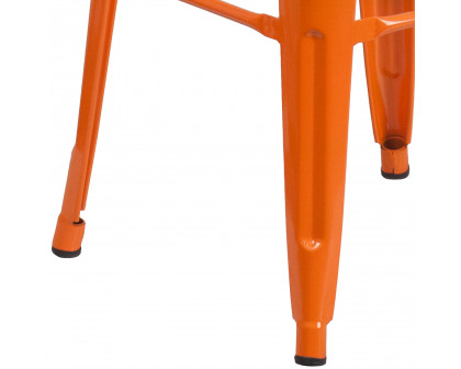 BLNK Kai Commercial Metal Backless Indoor-Outdoor Bar Stool with Square Seat - Orange