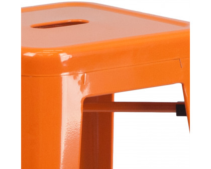 BLNK Kai Commercial Metal Backless Indoor-Outdoor Bar Stool with Square Seat - Orange