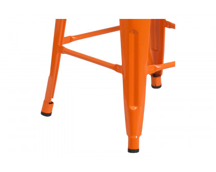 BLNK Lily Metal Bar Stool with Wood Seat - Orange