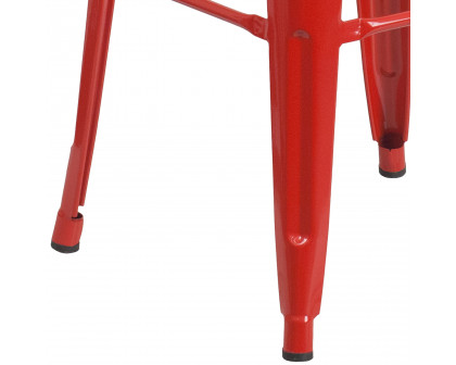 BLNK Lily Metal Bar Stool with Wood Seat - Red