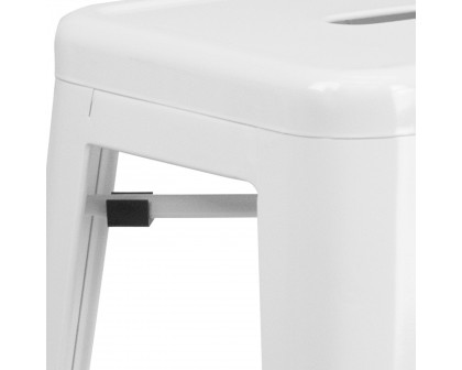 BLNK Kai Commercial Metal Backless Indoor-Outdoor Bar Stool with Square Seat - White