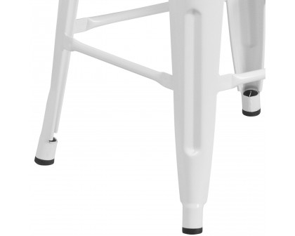 BLNK™ Lily Metal Bar Stool with Wood Seat - White