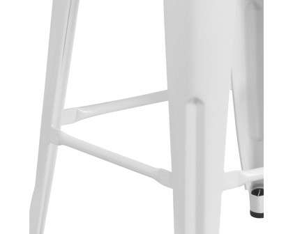 BLNK™ Lily Metal Bar Stool with Wood Seat - White