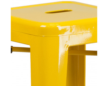 BLNK Kai Commercial Metal Backless Indoor-Outdoor Bar Stool with Square Seat - Yellow