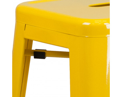 BLNK Kai Commercial Metal Backless Indoor-Outdoor Bar Stool with Square Seat - Yellow