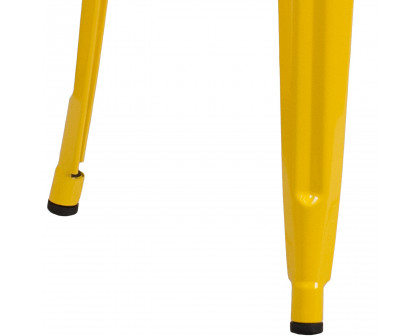 BLNK Kai Commercial Metal Backless Indoor-Outdoor Bar Stool with Square Seat - Yellow