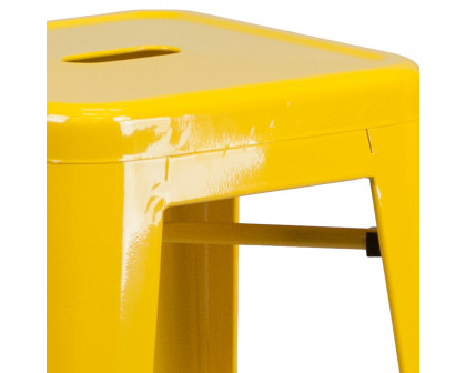 BLNK Kai Commercial Metal Backless Indoor-Outdoor Bar Stool with Square Seat - Yellow