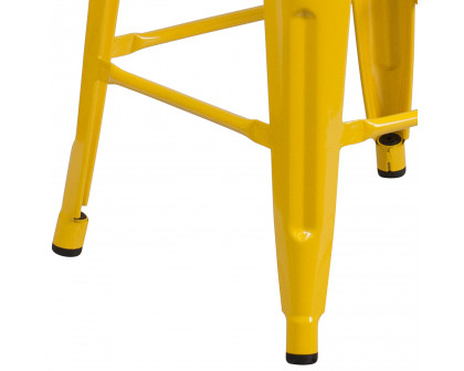 BLNK Lily Metal Bar Stool with Wood Seat - Yellow