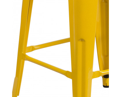 BLNK Lily Metal Bar Stool with Wood Seat - Yellow