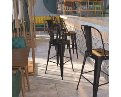 BLNK Kai Commercial Metal Indoor-Outdoor Bar Stool with Removable Back