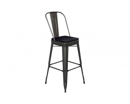 BLNK Kai Commercial All-Weather Bar Height Stool with Removable Back and Resin Seat - Black