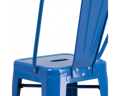 BLNK Kai Commercial Metal Indoor-Outdoor Bar Stool with Removable Back - Blue