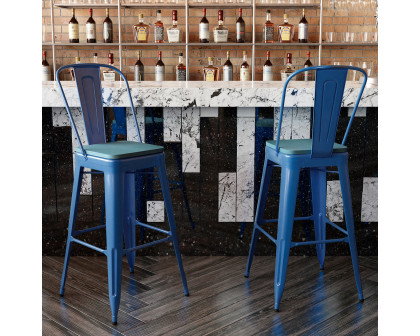 BLNK Kai Commercial All-Weather Bar Height Stool with Removable Back and Resin Seat