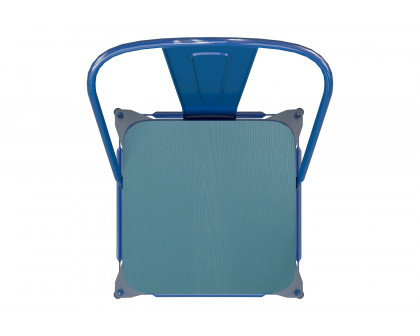 BLNK Kai Commercial All-Weather Bar Height Stool with Removable Back and Resin Seat - Blue