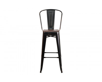 BLNK™ Lily Metal Bar Stool with Back and Wood Seat - Black/Antique Gold