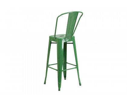 BLNK™ Kai Commercial Metal Indoor-Outdoor Bar Stool with Removable Back - Green