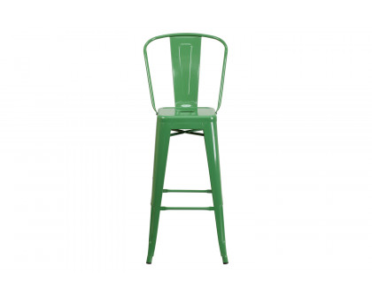 BLNK™ Kai Commercial Metal Indoor-Outdoor Bar Stool with Removable Back - Green