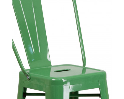 BLNK™ Kai Commercial Metal Indoor-Outdoor Bar Stool with Removable Back - Green