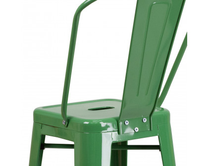 BLNK™ Kai Commercial Metal Indoor-Outdoor Bar Stool with Removable Back - Green