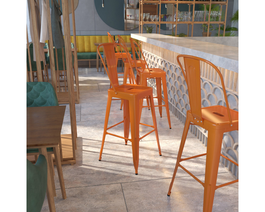 BLNK Kai Commercial Metal Indoor-Outdoor Bar Stool with Removable Back