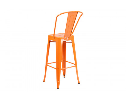 BLNK™ Kai Commercial Metal Indoor-Outdoor Bar Stool with Removable Back - Orange