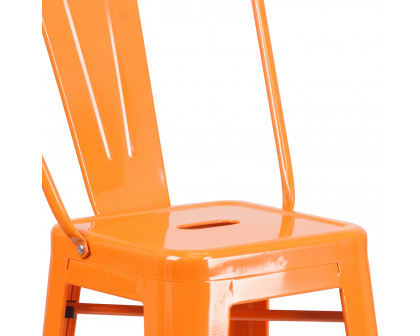 BLNK™ Kai Commercial Metal Indoor-Outdoor Bar Stool with Removable Back - Orange