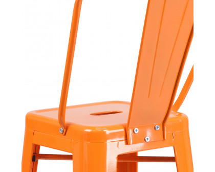 BLNK™ Kai Commercial Metal Indoor-Outdoor Bar Stool with Removable Back - Orange