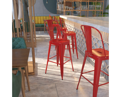 BLNK Kai Commercial Metal Indoor-Outdoor Bar Stool with Removable Back