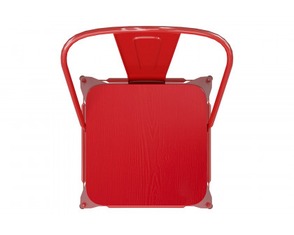 BLNK Kai Commercial All-Weather Bar Height Stool with Removable Back and Resin Seat - Red