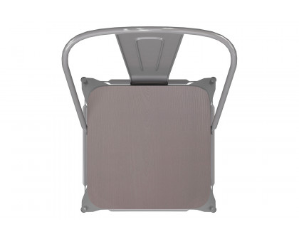 BLNK™ Kai Commercial All-Weather Bar Height Stool with Removable Back and Resin Seat - Silver/Gray