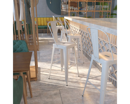 BLNK Kai Commercial Metal Indoor-Outdoor Bar Stool with Removable Back