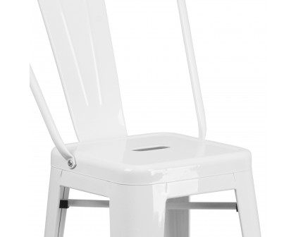 BLNK Kai Commercial Metal Indoor-Outdoor Bar Stool with Removable Back - White