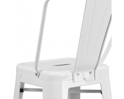 BLNK Kai Commercial Metal Indoor-Outdoor Bar Stool with Removable Back - White