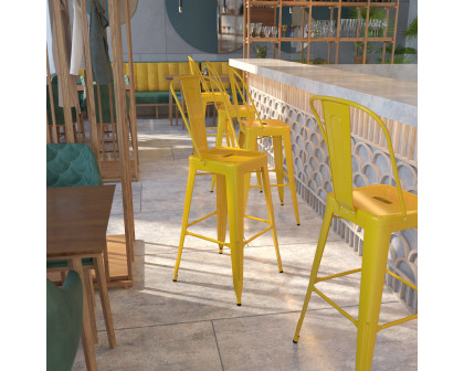 BLNK Kai Commercial Metal Indoor-Outdoor Bar Stool with Removable Back