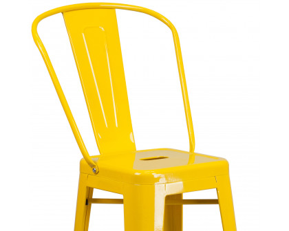 BLNK Kai Commercial Metal Indoor-Outdoor Bar Stool with Removable Back - Yellow