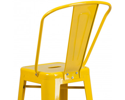 BLNK Kai Commercial Metal Indoor-Outdoor Bar Stool with Removable Back - Yellow