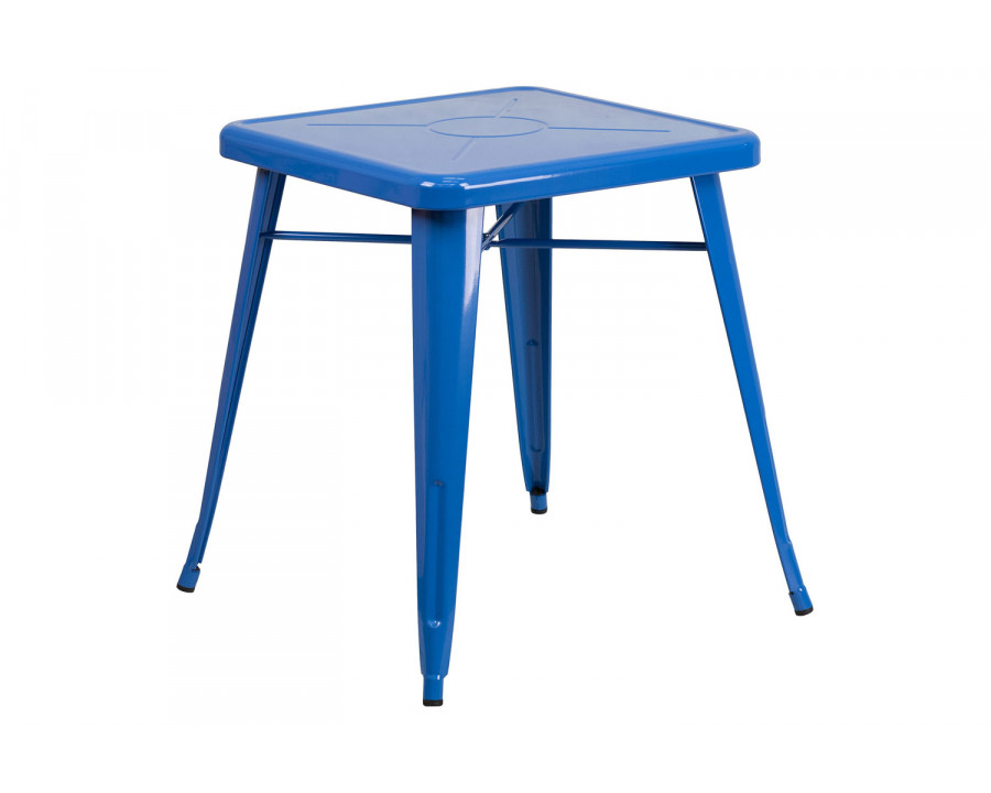 BLNK Prince Commercial Square Metal Indoor-Outdoor Table - Blue