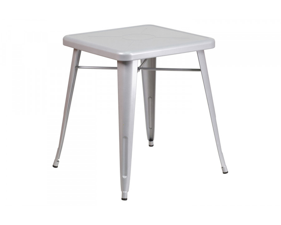 BLNK Prince Commercial Square Metal Indoor-Outdoor Table - Silver