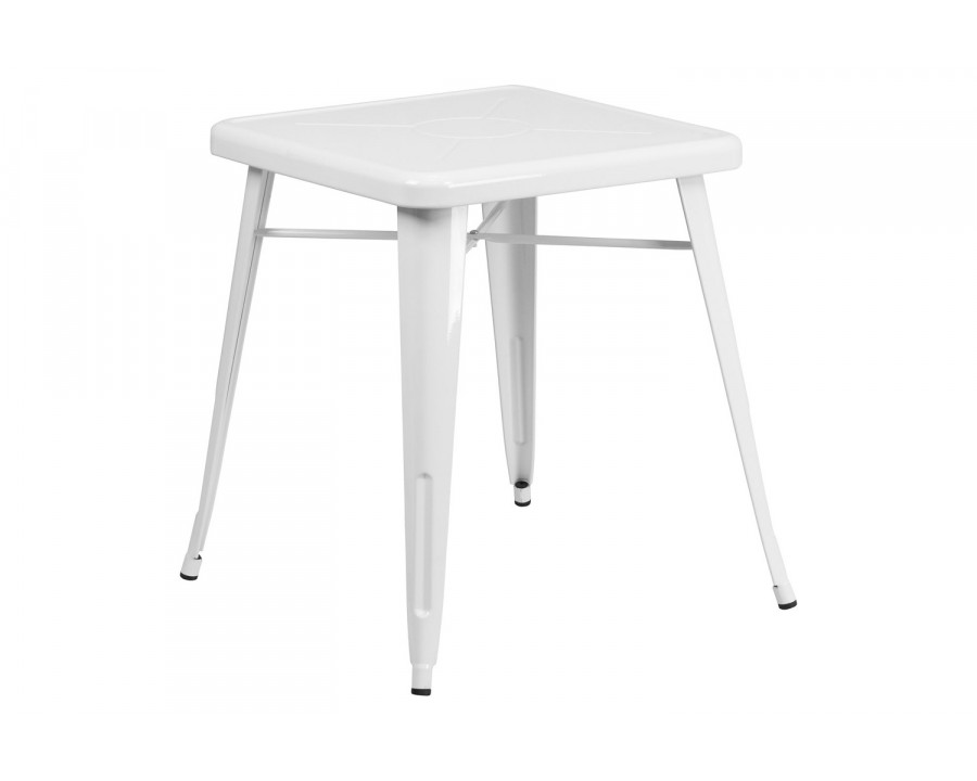 BLNK Prince Commercial Square Metal Indoor-Outdoor Table - White