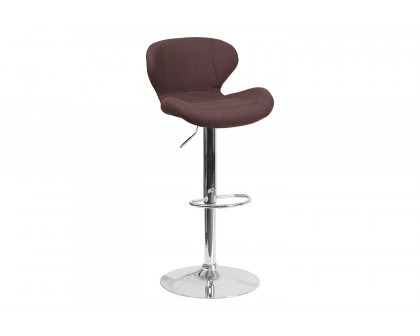 BLNK - Contemporary Fabric Adjustable Height Bar Stool with Curved Back and Chrome Base