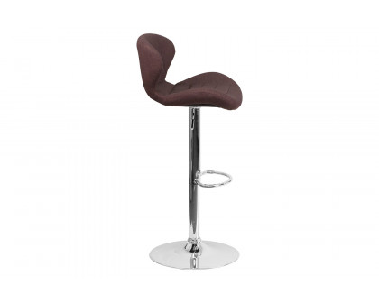 BLNK - Contemporary Fabric Adjustable Height Bar Stool with Curved Back and Chrome Base