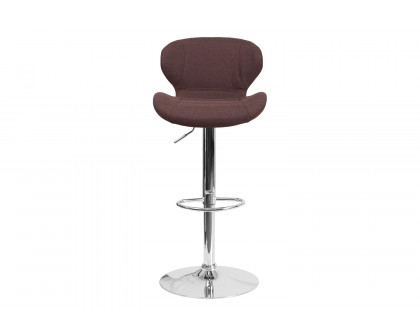 BLNK - Contemporary Fabric Adjustable Height Bar Stool with Curved Back and Chrome Base