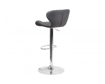 BLNK™ Francis Vinyl Adjustable Height Bar Stool with Curved Back and Chrome Base - Gray