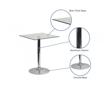 BLNK™ - Fredrick Square Glass Table with Chrome Base