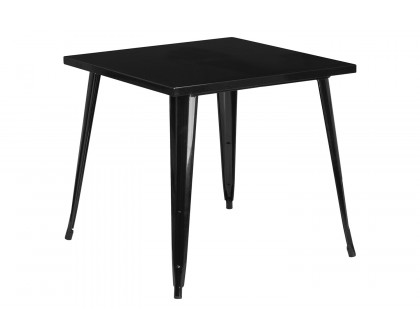 BLNK Toby Commercial Square Metal Indoor-Outdoor Table - Black