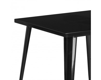 BLNK Toby Commercial Square Metal Indoor-Outdoor Table - Black