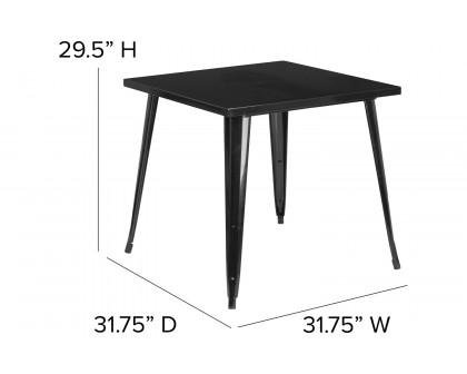 BLNK Toby Commercial Square Metal Indoor-Outdoor Table - Black