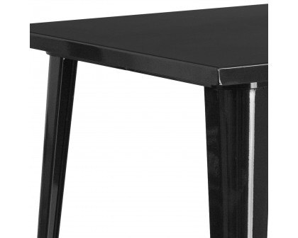 BLNK Nolan Commercial Square Metal Indoor-Outdoor Bar Height Table - Black